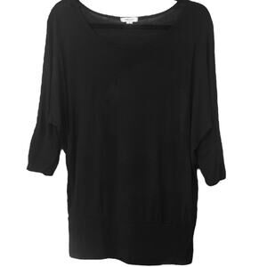 Love Culture 3/4 Sleeve Top Pullover Stretch Shirt Lightweight Black Sz Large